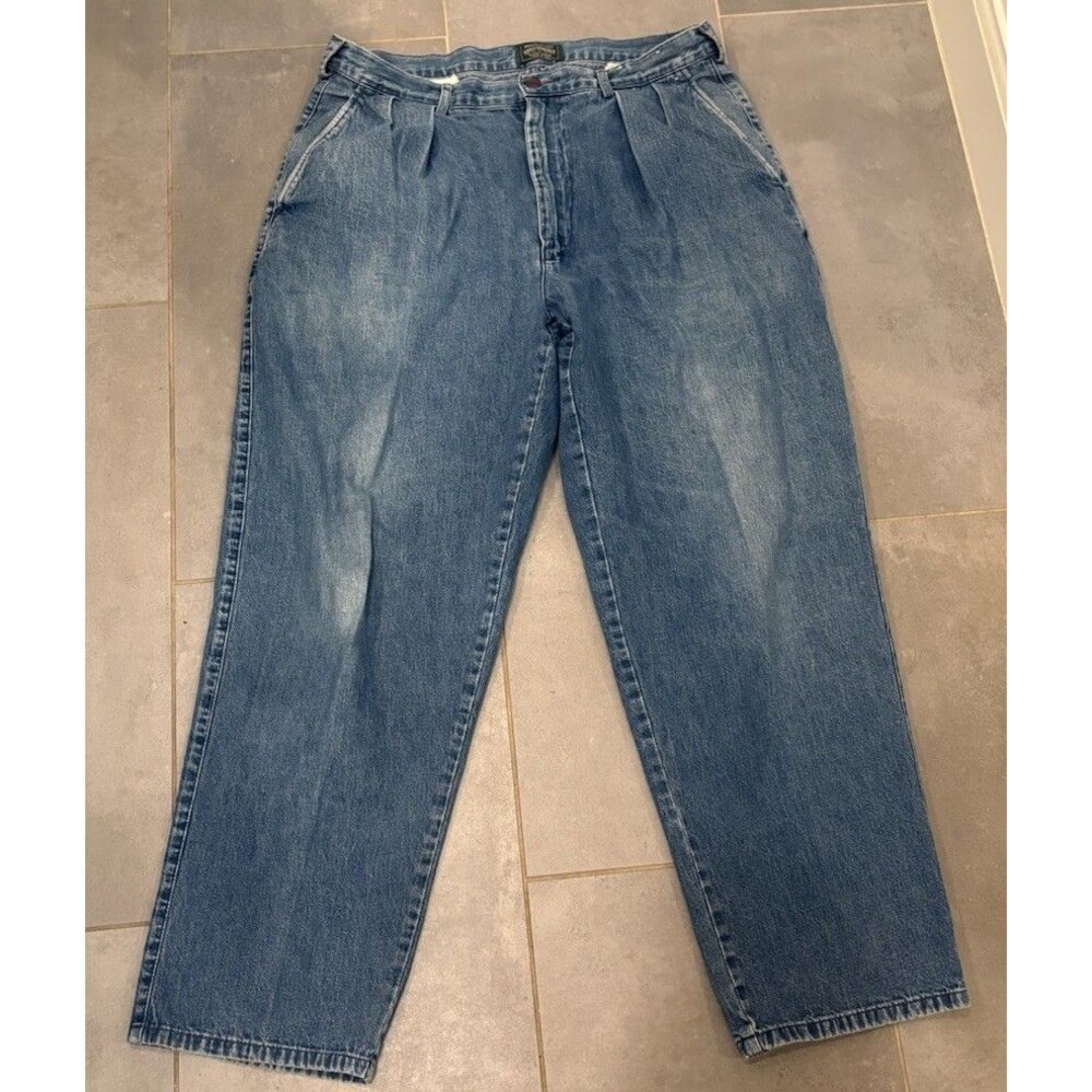 VTG Ralph Lauren Polo Country Jeans Men's 34X29 Blue Pleated Denim Made In USA